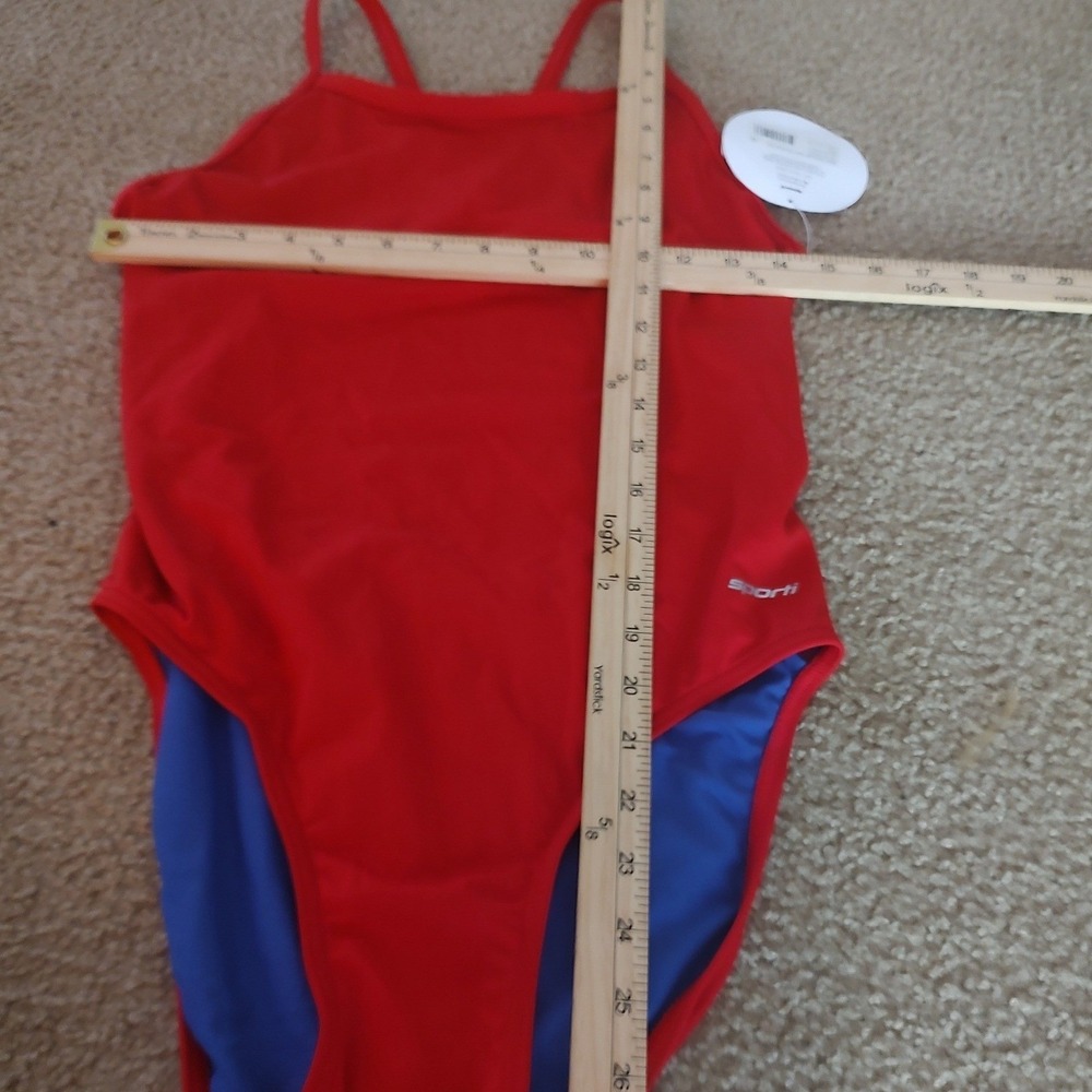 Sporti‎ HydroLast One Piece Swimsuit Women 38 Red NEW Thin Strap Athletic Racing